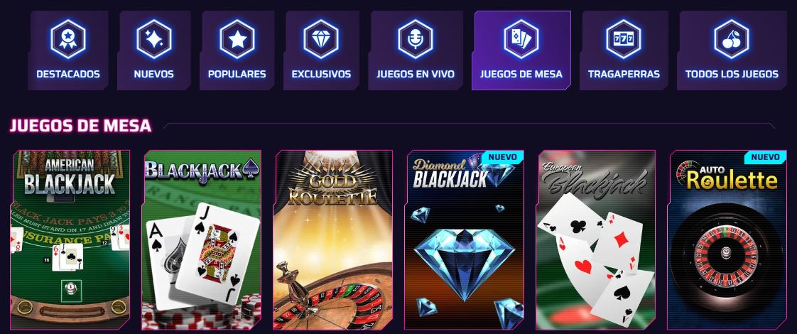 Disfruta juegos de mesa como blackjack y ruleta